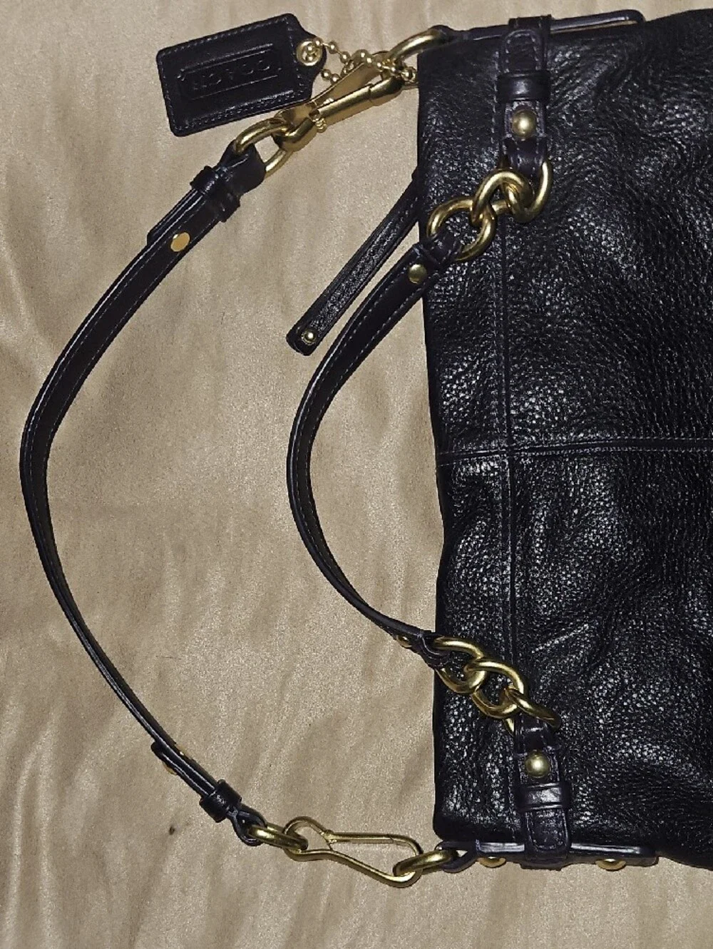 Coach Purple Leather Shoulder Bag with Gold-Tone Hardware